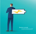 Business concept of businessman standing with full battery vector illustration Royalty Free Stock Photo