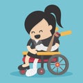 Business concept cartoon illustration Businesswoman in wheelchair