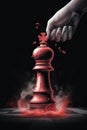 Business concept with a chess pawn punching and destroying the competition king piece AI generated