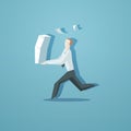 Business concept - clerk running with documents