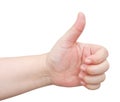 Hand Thump Up Sign on White Background Royalty Free Stock Photo