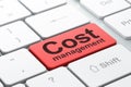 Business concept: Cost Management on computer keyboard background