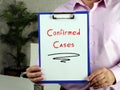 Business concept about Confirmed Cases with phrase on the piece of paper