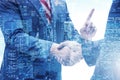 The business concept of cooperation with handshake Royalty Free Stock Photo