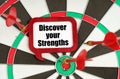 On the darts are darts and a sign with the inscription - Discover your Strengths Royalty Free Stock Photo