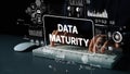 Business Concept of Data Maturity with Hands on Keyboard and Digital Graphics in Background. Asymptotic smart data Royalty Free Stock Photo