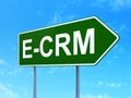 Business concept: E-CRM on road sign background Royalty Free Stock Photo