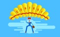 Business concept. Elegant Vector Character. Businessman people jumping on parachute