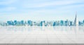 Empty marble floor top with panoramic modern cityscape building background Royalty Free Stock Photo