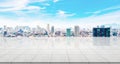 Empty marble floor top with panoramic modern cityscape building background Royalty Free Stock Photo