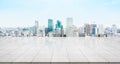 Empty marble floor top with panoramic modern cityscape building background Royalty Free Stock Photo