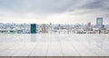 Empty marble floor top with panoramic modern cityscape building background Royalty Free Stock Photo