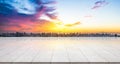 Empty marble floor top with panoramic modern cityscape building background Royalty Free Stock Photo