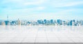 Empty marble floor top with panoramic modern cityscape building background Royalty Free Stock Photo