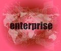 Business concept: enterprise words on digital screen, 3d