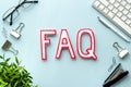 Business concept faq frequently asked questions with keyboard Royalty Free Stock Photo