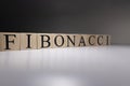 Business concept of fibonacci text with wooden cubes. close op