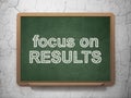 Business concept: Focus on RESULTS on chalkboard background Royalty Free Stock Photo