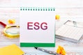 Business concept. Future environmental conservation and sustainable ESG modernization. Words ESG on a white notebook Royalty Free Stock Photo