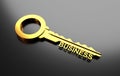 Business concept, Golden key with word business. 3D Illustration Royalty Free Stock Photo