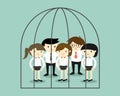 Business concept, Group of business people in the jail.