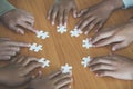 Business concept, Group of business people assembling jigsaw puzzle and represent team support and help togethe Royalty Free Stock Photo