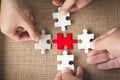 Business concept,  Group of business people assembling jigsaw puzzle and represent team support and help togethe Royalty Free Stock Photo