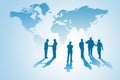 Group of Silhouette business people standing in front of world map. Royalty Free Stock Photo