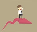 Business concept in growth economic or financial situation. businessman riding on rising arrow graphs