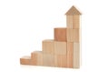Business concept growth success process. Wooden blocks stacking as an arrow up averages as a growth graph chart Royalty Free Stock Photo