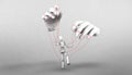 Business concept. Hands and puppets from control in business leadership concepts on gray. website, art work, banner, Copy Space