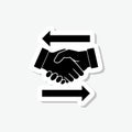 Business concept. Handshake sticker icon isolated on gray background