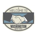 Business concept with handshake and the text Welcome to Washington, United States