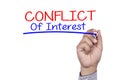 Business concept handwriting marker and write Conflict of Interest Royalty Free Stock Photo