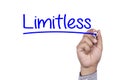 Business concept handwriting marker and write Limitless Preparate Royalty Free Stock Photo