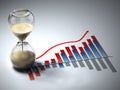 Business concept. Hourglass and graph. Royalty Free Stock Photo