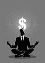 Businessman meditates with enlightenment dollar symbol Royalty Free Stock Photo