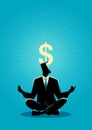 Businessman meditates with enlightenment dollar symbol Royalty Free Stock Photo