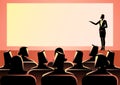 Businesswoman giving a presentation on big screen Royalty Free Stock Photo