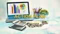 BUSINESS CONCEPT IMAGES WITH WORDS ACTION PLAN Royalty Free Stock Photo