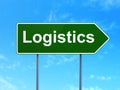 Business concept: Logistics on road sign background