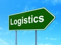 Business concept: Logistics on road sign background