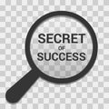 Business Concept: Magnifying Optical Glass With Words Secret Of Success