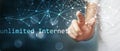Business concept man uses unlimited internet Royalty Free Stock Photo