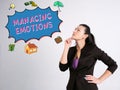 Business concept about MANAGING EMOTIONS with sign on the wall