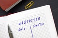 Business concept meaning GASTRITIS Do`s and Don`ts with sign on the page