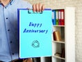 Business concept meaning Happy Anniversary with sign on the sheet