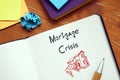 Business concept meaning Mortgage Crisis with inscription on the piece of paper