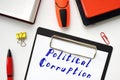 Business concept meaning Political Corruption with phrase on the sheet