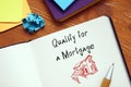 Business concept meaning Qualify for a Mortgage with sign on the sheet